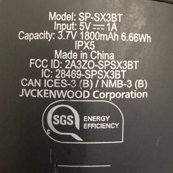 JVC Portable Wireless Bluetooth Speaker SP-SX3BT 6"L Black DC5V/Aux Works - Picture 4 of 4